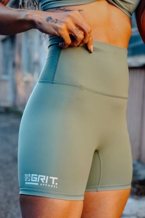 FLOWFIT RANGE<br>No Front Seam | No Pockets<br>Sage Shorts